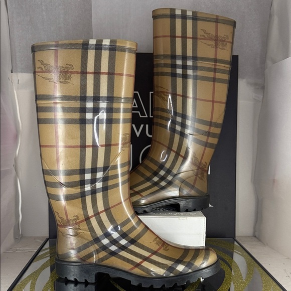 Burberry Shoes - Burberry Tan Plaid Winter & Rain Boots
